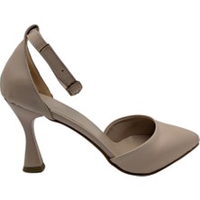 Bambelle - Kadın Kadeh Topuklu Yanları Açık Ayakkabı - Bej - 42