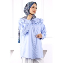 İmaj Butik Mavi Renk Bloklu Gömlek