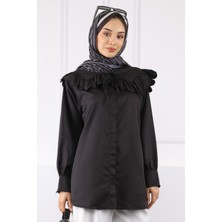 İmaj Butik Siyah Renk Bloklu Gömlek