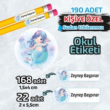 Okul Etiketi Kişiye Özel Kalem Defter Etiketi Deniz Kızı Tasarımlı- 190 Adet