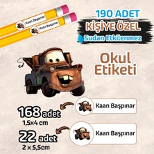 Okul Etiketi Isme Özel Kalem Defter Etiketi Cars 190 Adet