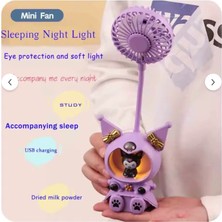 Kuromi Figürlü Işıklı El Fanı Gece Lambası Işlevli Kuromi El Fanı
