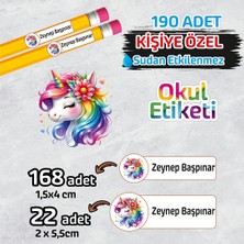 Okul Etiketi Kişiye Özel Kalem Defter Etiketi Unicorn -2- 190 Adet
