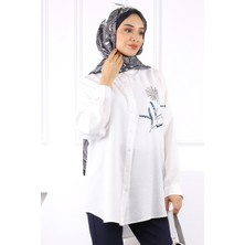 Ekru Boncuk Detaylı Gömlek