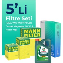 MANN Peugeot 308 1.5 Dizel Filtre Bakım Seti Castrol Motor Yağlı (2019-2024) 5 Li