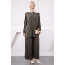 Haki Piliseli Sandy Tunik Pantolon Takım