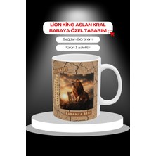 Babaya Hediye Kupa Bardak – Sevimli Aslan Temalı | “babam Yanımda Olunca Daha Gür Kükrerim” Tasarımı | 11 Oz Porselen | Çift Taraflı Baskı | Hediyelik Paketli