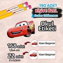 Okul Etiketi Isme Özel Kalem Defter Etiketi Araba Temalı 190 Adet