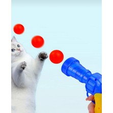 Top Fırlatan Kedi Oyuncağı, Top Atma Tabancası ve 3 Adet Top