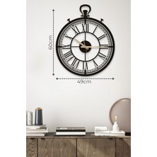 Metalium Concept Dekoratif Antika Tasarım Roma Rakamlı Siyah Metal Duvar Saati 49X60CM [2351-49x60]
