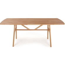 Unboxdeco 8 Kişilik Slim Kayın Masa, Masif Ahşap Masa,  Doğal Ahşap Masa, Iskandinav Masa, 180x80  cm