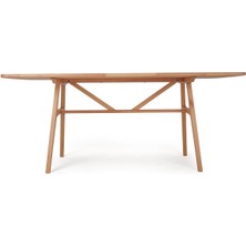 Unboxdeco 8 Kişilik Slim Kayın Masa, Masif Ahşap Masa,  Doğal Ahşap Masa, Iskandinav Masa, 180x80  cm
