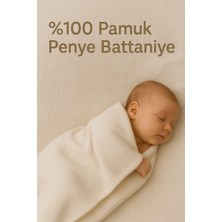 Babush %100 Pamuk Penye Bebek Battaniyesi – Çift Katlı, Ekru, 85x85 cm, Yenidoğanlar için Uygun

