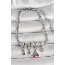 Fk Studio Design Çelik Taşlı Kiraz Model Charm Bileklik