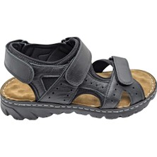 Sayar - 051 | Erkek Hakiki Deri Ortopedik Sandalet - Siyah - 41