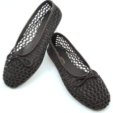 Kahverengi Örgü Barefoot Babet Ayakkabı