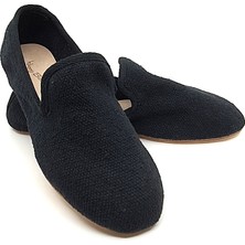 Siyah Keten Kumaş Barefoot Slipper