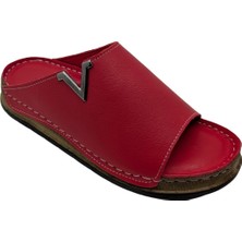 Napa - 308 | Kadın Hakiki Deri Yumuşak Terlik - Kırmızı - 40