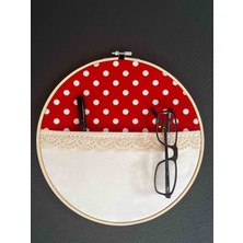 🌿"kasnakta Nostalji"-Cepli Kumaş El Yapımı Duvar Süsü (27 cm Ahşap Kasnak)