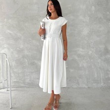 Hopeful Design Pileli Kemerli Elbise