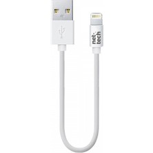 Nettech Nt-26 Plastik 20 cm Lightning Şarj ve Data Kablosu (Beyaz)
