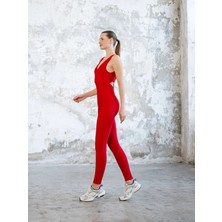 Bel Dekolteli V Yaka Spor Tayt Tulum