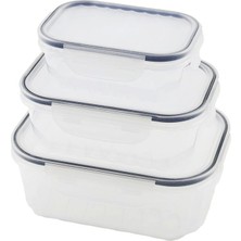 3pcs Quick Sızdırmaz Saklama Kabı Seti Şeffaf Kap - Buğulu-Contalı Kapak  500-1000-1700ML (5047)