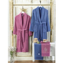 Zena Mürdüm Koyu Mavi Havlulu Bornoz 