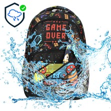 Game Over Oyun Konsol Desenli Üçlü Erkek Çocuk Ilkokul Çantası Set (Çanta, Termal Beslenme ,kalemlik