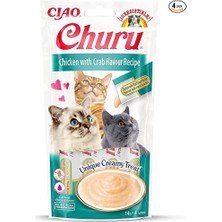 Ciao Churu Cream Tavuklu ve Yengeçli Kedi Ödül Kreması 4 x 14 gr