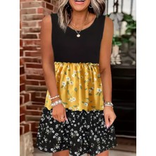 Ag Shoppings Kadın Askılı Yuvarlak Yaka Çiçek Baskılı Salaş Süprem Elbise