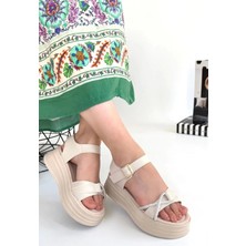 Luno Bej Cilt Kemerli Sandalet