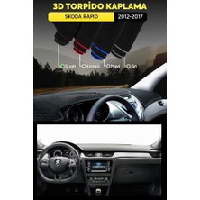 Skoda Rapıd (2012-2017) 3D Torpido Koruma Kılıfı - Ön Göğüs Kaplama - Siyah Şerit