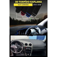 Seat Cordoba (2002-2008) 3D Torpido Koruma Kılıfı - Ön Göğüs Kaplama - Mavi Şerit