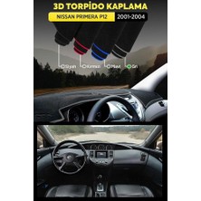 Nıssan Prımera P12 (2001-2004) 3D Torpido Koruma Kılıfı - Ön Göğüs Kaplama - Gri Şerit