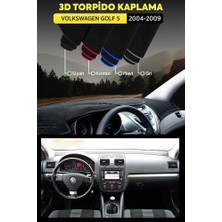 Volkswagen Golf 5 (2004-2009) 3D Torpido Koruma Kılıfı - Ön Göğüs Kaplama - Siyah Şerit