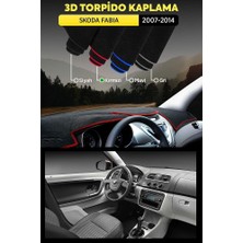 Skoda Fabıa (2007-2014) 3D Torpido Koruma Kılıfı - Ön Göğüs Kaplama - Kırmızı Şerit