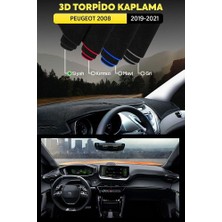 Peugeot 2008 (2019-2021) 3D Torpido Koruma Kılıfı - Ön Göğüs Kaplama - Siyah Şerit