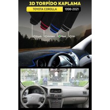 Toyota Corolla (1998-2001) 3D Torpido Koruma Kılıfı - Ön Göğüs Kaplama - Mavi Şerit