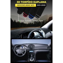 Mercedes - Benz W211 (2001-2009) 3D Torpido Koruma Kılıfı - Ön Göğüs Kaplama - Siyah Şerit