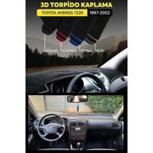 Toyota Avensıs T220 (1997-2002) 3D Torpido Koruma Kılıfı - Ön Göğüs Kaplama - Gri Şerit