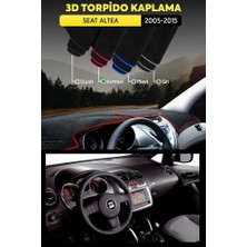 Seat Altea 2005-2015 3D Torpido Koruma Kılıfı - Ön Göğüs Kaplama - Kırmızı Şerit