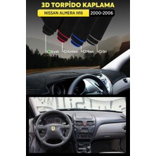 Nıssan Almera N16 (2000-2006) Uyumlu 3D Torpido Koruma Kılıfı - Ön Göğüs Kaplama - Siyah Şerit