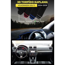 Volkswagen Golf 5 (2004-2009) 3D Torpido Koruma Kılıfı - Ön Göğüs Kaplama - Mavi Şerit