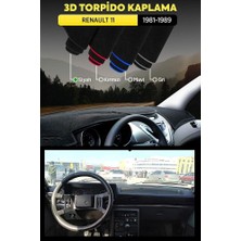 Renault 11 (1981-1989) 3D Torpido Koruma Kılıfı - Ön Göğüs Kaplama - Siyah Şerit