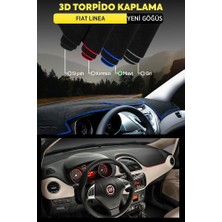 Fıat Lınea Yeni Göğüs 3D Torpido Koruyucu Kılıf - Ön Göğüs Panel Kaplama - Mavi Şerit