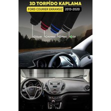 Ford Courier Ekransız (2013-2020) 3D Torpido Koruma Kılıfı - Ön Göğüs Panel Kaplama - Gri Şerit