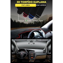 Fiat Linea Eskı Gogus 3D Torpido Koruyucu Kılıf - Ön Göğüs Panel Kaplama - Kırmızı Şerit