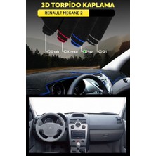 Renault Megane 2 3D Torpido Koruma Kılıfı - Ön Göğüs Kaplama - Mavi Şerit