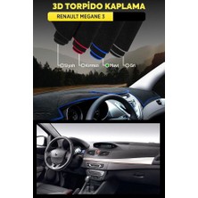 Renault Megane 3 3D Torpido Koruma Kılıfı - Ön Göğüs Kaplama - Mavi Şerit